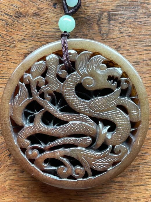 和田褐玉鏤雕龙纹瓦子牌，顺丰包邮 商品图7