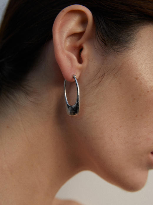 ABOAB｜OVAL LONG HOLE Hoops [ 耳环   金 / 银 ]【SURROUND】 商品图1