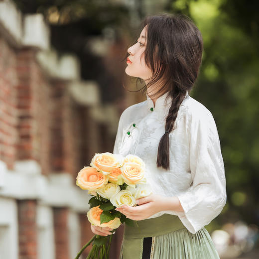 【林栖设计小店】桑蚕丝衬衫优雅提花复古气质修身2024春夏新品真丝衫女1931235 商品图5