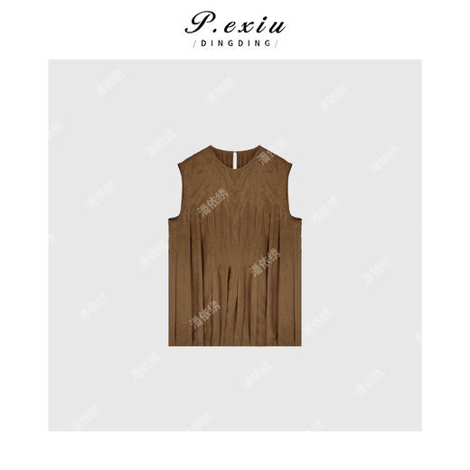 03-5潘依绣丁丁宠粉PanYiXiu/潘依绣【夏有凉风】亚麻褶皱设计感轻薄气质圆领背心 W-62190 商品图1