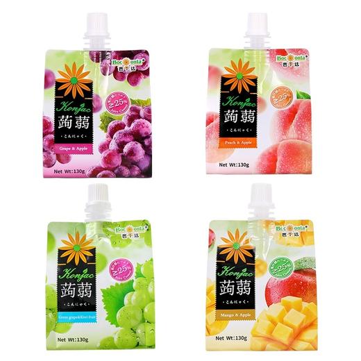 芭干达蒟蒻(魔芋)芒果苹果汁/葡萄苹果果汁/桃子苹果果汁可吸果冻130g 便于携带的软包装爽滑Q弹 059104/059103/059102 商品图0