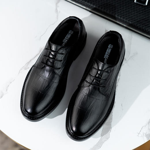 男士商务皮鞋男结婚正装皮鞋内增高6cm休闲皮鞋黑色伴郎 商品图1