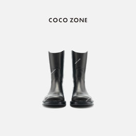 COCO ZONE "细腿靴“复古时尚圆头中筒靴简约气质长靴 CC2C1287