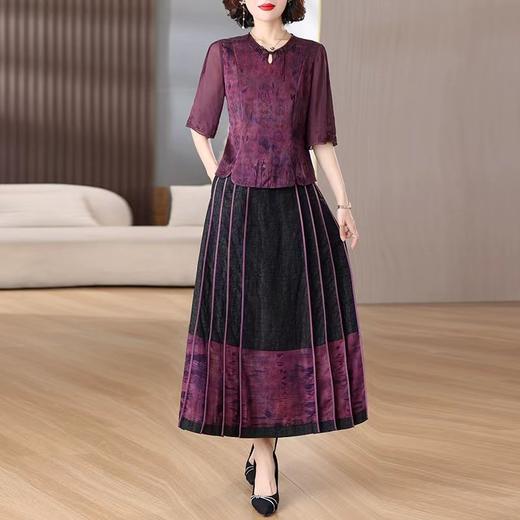 A8899今年流行漂亮两件套装裙女夏装妈妈香云纱真丝贵夫人阔太太连衣裙 商品图4