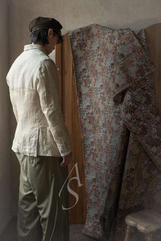 Paul Harnden  男士竹绿暗纹羊毛腰带裤 商品图5