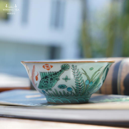 问鼎汝瓷鼎峰系列月白精工款天香杯（鱼澡纹） 商品图2