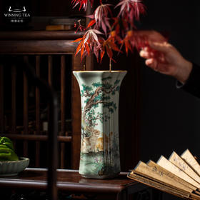 问鼎汝瓷鼎峰系列天青老款四方葵口长瓶（花晨月夕）天青老款特大茶海（花晨月夕）（缺货）