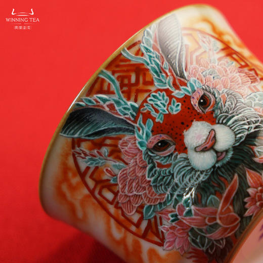 问鼎汝瓷鼎峰系列天青复刻款竹律杯（绘画大展宏兔） 商品图2