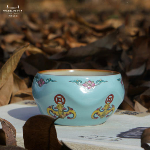 问鼎汝瓷鼎峰系列天青玹红杯（绘画景福连绵） 商品图1