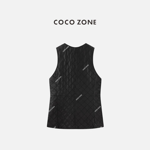 COCO ZONE 时尚纯色菱格V领皮马夹无袖单排扣上衣CC2B0907 商品图1