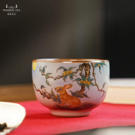 问鼎汝瓷鼎峰系列月白老款敦善杯（绘画桂兔晞月）（缺货）