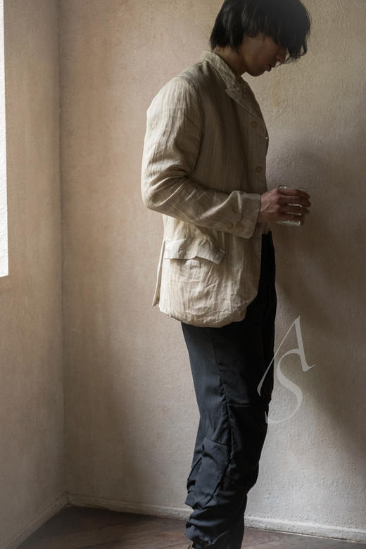 Paul Harnden  男士黑色暗纹羊毛LANCASHIRE背带裤 商品图6