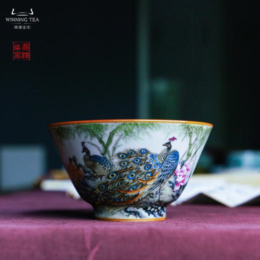 问鼎汝瓷鼎峰柴窑天青淳和杯（绘画富贵吉祥）（缺货） 商品图0