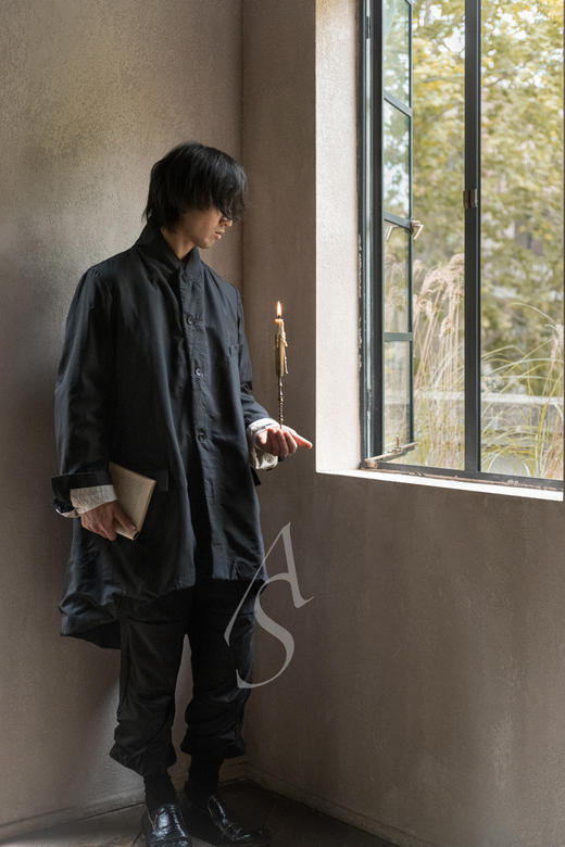 Paul Harnden  男士黑色暗纹羊毛LANCASHIRE背带裤 商品图7