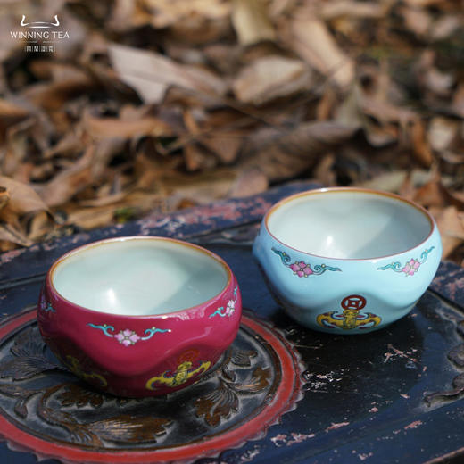 问鼎汝瓷鼎峰系列天青玹红杯（绘画景福连绵） 商品图2