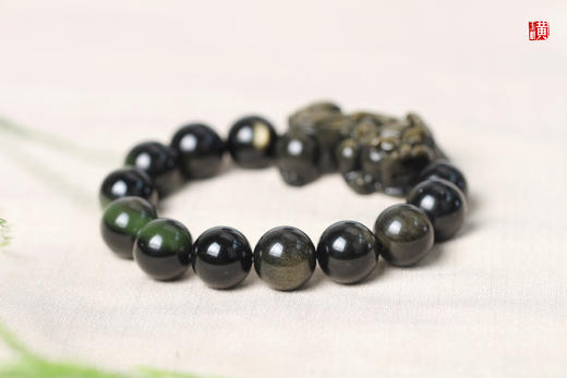 金曜石貔貅手串，珠径14mm 商品图1