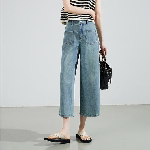 【八分牛仔阔腿裤】逸阳夏款复古宽松显瘦小个子裤子1056 商品图1