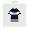 03-4潘依绣丁丁宠粉天丝简约通勤撞色条纹Polo领针织上衣 ZZ0567 商品缩略图2