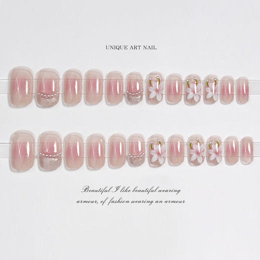 美甲显白穿戴甲假指甲贴片可拆卸春日珍珠花冬穿戴甲中长款女 商品图6