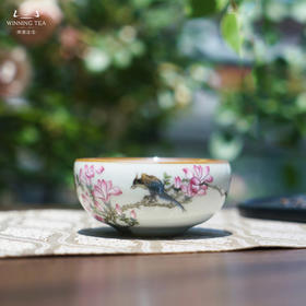 问鼎汝瓷鼎峰系列月白紫金釉老款平口杯（玉兰盛景）（缺货）