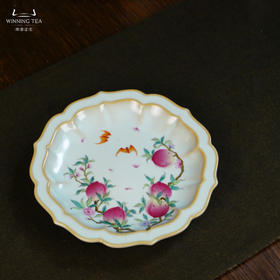 问鼎汝瓷鼎峰系列月白老款宝相壶承（五桃）（缺货）