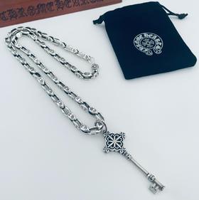 中性款经典钥匙吊坠菱形梵文项链C01