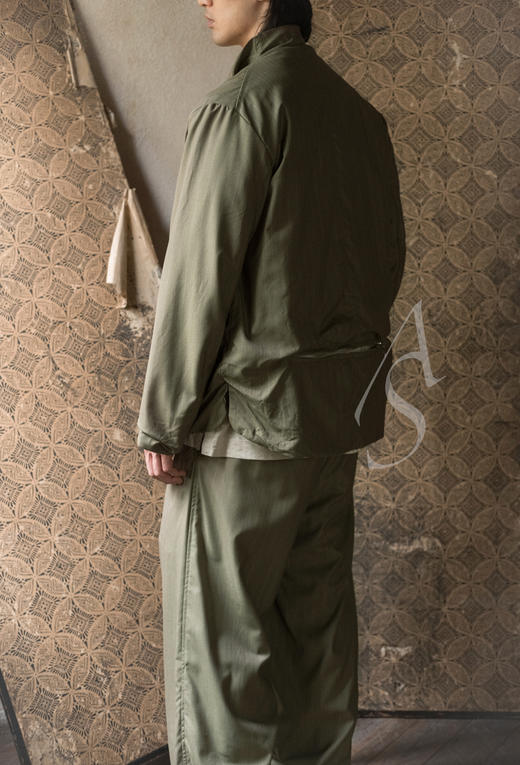 Paul Harnden  男士竹绿暗纹羊毛腰带裤 商品图3