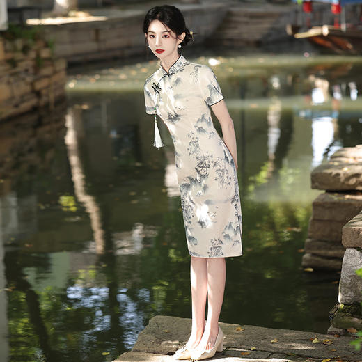江南水乡夏款韩国麻显瘦日常旗袍MLS6936 商品图0
