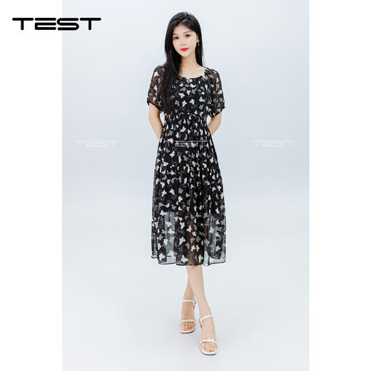 夏上新时尚蝴蝶印花修身气质连衣裙4242127 商品图3