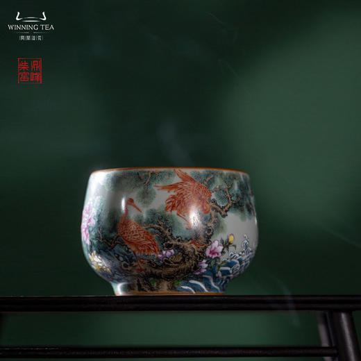 问鼎汝瓷鼎峰柴窑天青容华杯（六鹤同春）（缺货） 商品图0