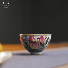 问鼎汝瓷鼎峰系列月白精工款折口杯（福桃满枝）