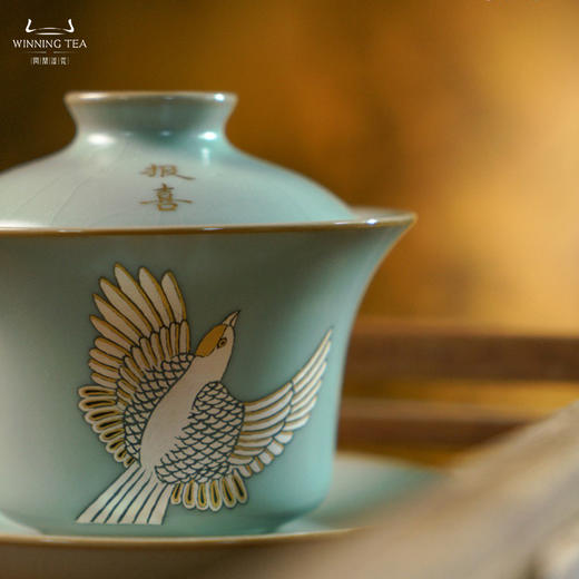 问鼎汝瓷鼎峰系列天青复刻款云霄盖碗（鸣鹊报喜）（缺货） 商品图3