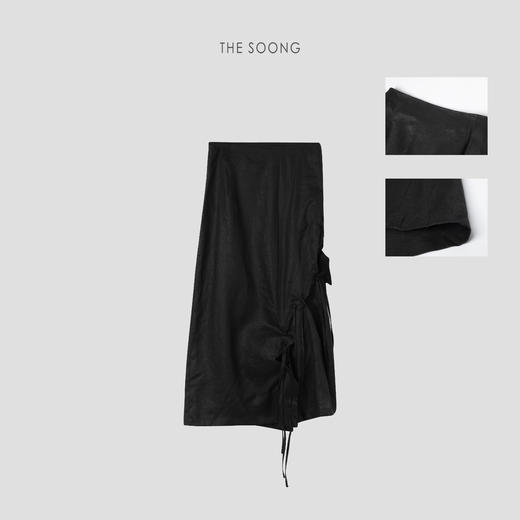 THESOONG|灵动简雅 100%亚麻130G小众不规则开叉半身裙HDQZ4591 商品图1