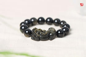 金曜石貔貅手串，珠径14mm