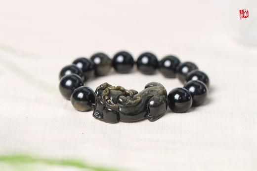 金曜石貔貅手串，珠径14mm 商品图0