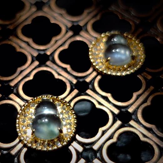 18k玻璃种翡翠葫芦耳钉 商品图1