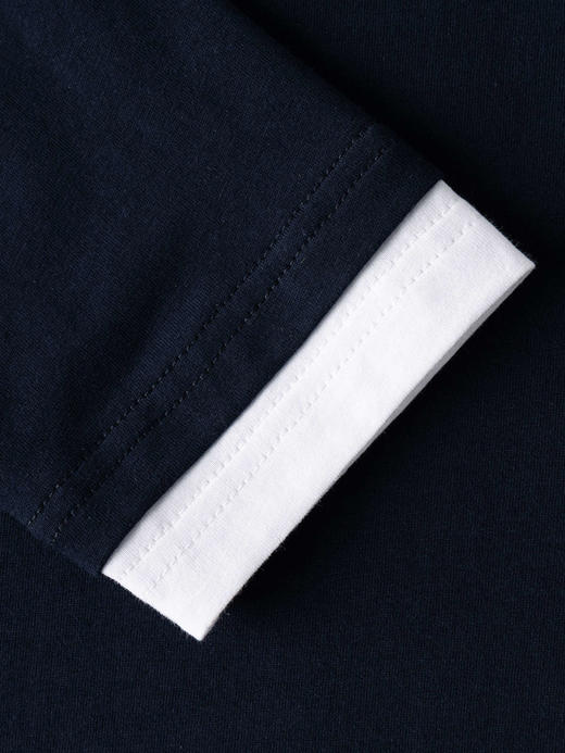 COCO ZONE 100棉假两件圆领撞色T恤长袖上衣CC1B1533 商品图6