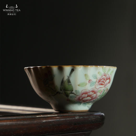 问鼎汝瓷鼎峰系列天青菊瓣杯（莺语花浓） 商品图0