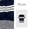 03-4潘依绣丁丁宠粉天丝简约通勤撞色条纹Polo领针织上衣 ZZ0567 商品缩略图0