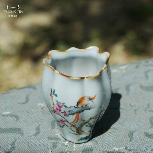 问鼎汝瓷鼎峰系列月白老款佛手杯（国色凝香）（绶带迎春） 商品图3