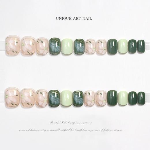 美甲显白穿戴甲假指甲贴片可拆卸夏日山茶花冬穿戴甲显白短款 商品图6