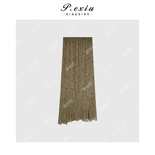 04-1潘依绣丁丁宠粉【自然美学】静奢风压褶复古花色大摆半身裙W-62208 商品图2