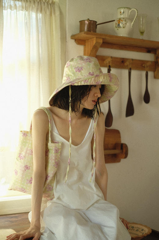 旅宿 - 紫鸢尾印花防晒渔夫帽/帆布小包 商品图4