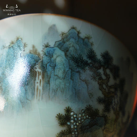 问鼎汝瓷鼎峰系列天青精工款大鸿声杯（独坐山亭） 商品图3