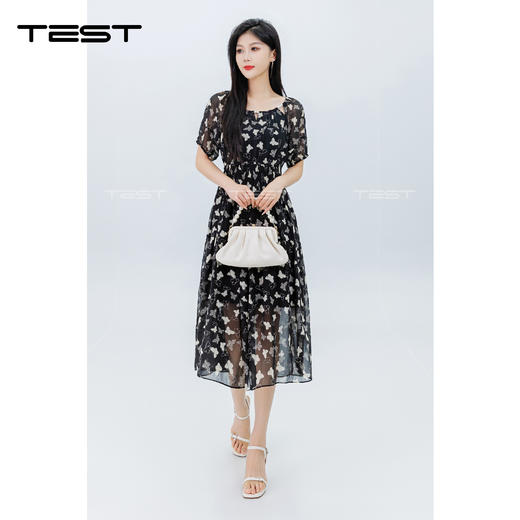 夏上新时尚蝴蝶印花修身气质连衣裙4242127 商品图4