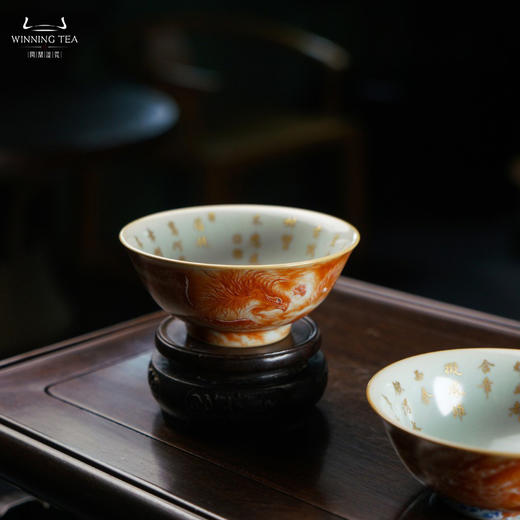 问鼎汝瓷鼎峰系列天青精工款天香杯（龙凤呈祥） 商品图2