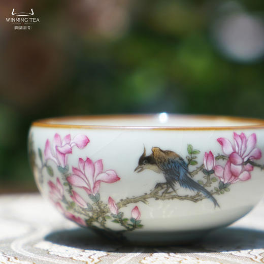 问鼎汝瓷鼎峰系列月白紫金釉老款平口杯（玉兰盛景）（缺货） 商品图3