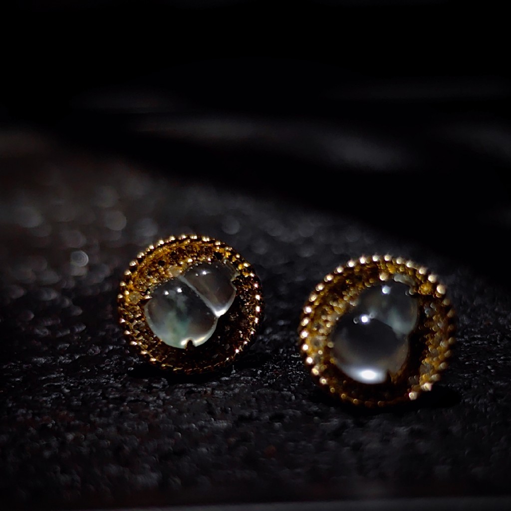 18k玻璃种翡翠葫芦耳钉