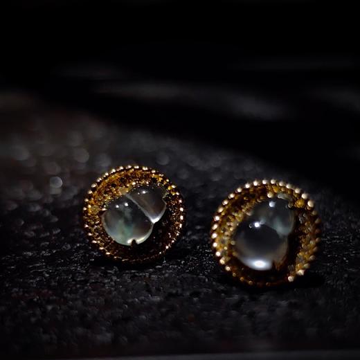 18k玻璃种翡翠葫芦耳钉 商品图0