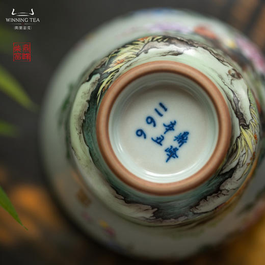 问鼎汝瓷鼎峰柴窑天青精工馥郁杯（描金绘画富贵吉祥）（缺货） 商品图4